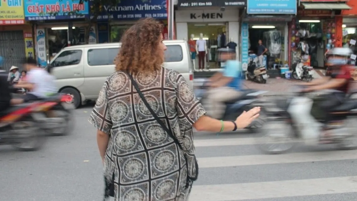 Crossing the road in Vietnam