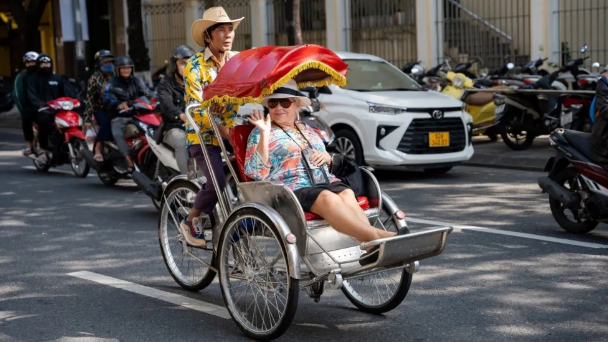 riding a Vietnamese cyclo